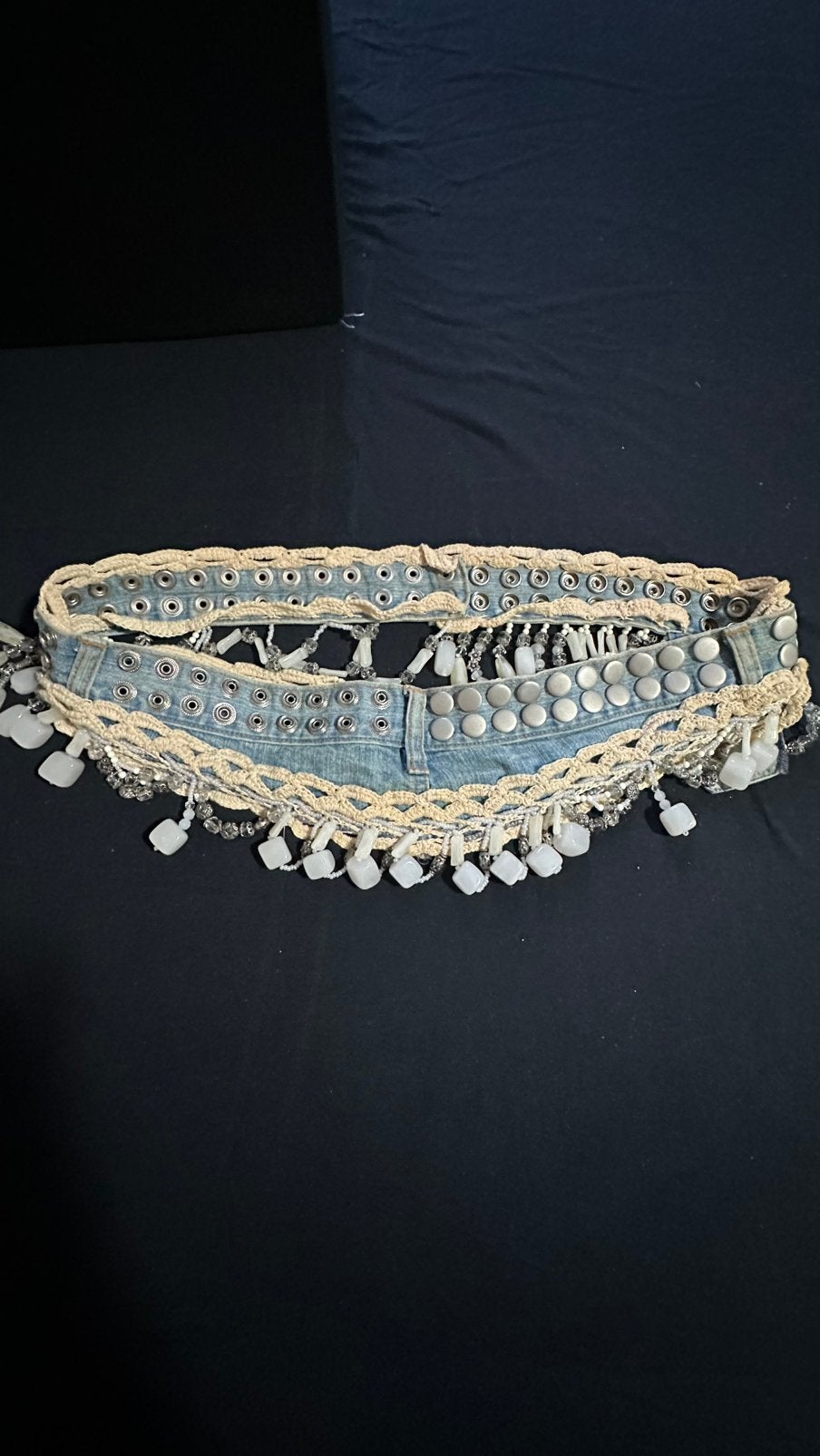 Shanica handgemaakte leren design riem swarowski kralen, Ophalen of Verzenden, Zo goed als nieuw, Overige merken