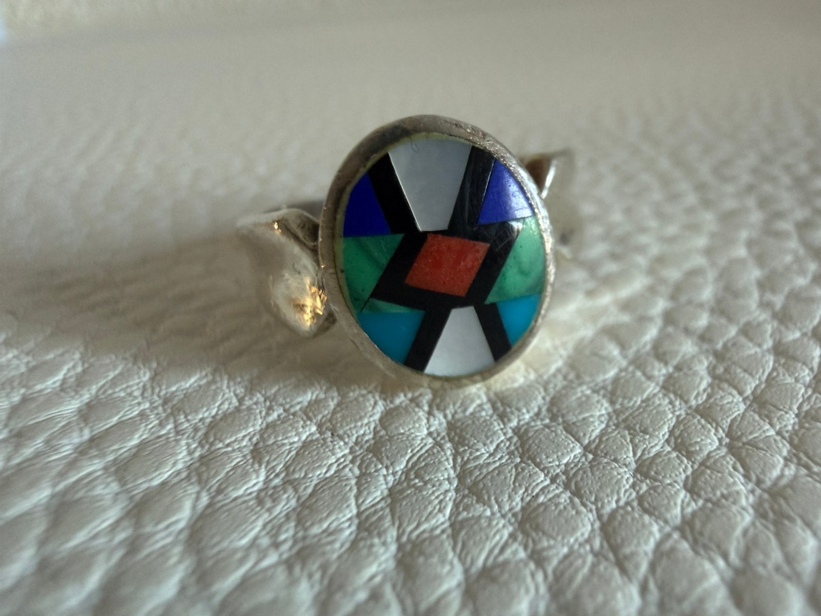 R160/Vintage Zilveren ZUNI- American Native Ring 16 1/4, Gebruikt, Verzenden, Kleiner dan 17, X