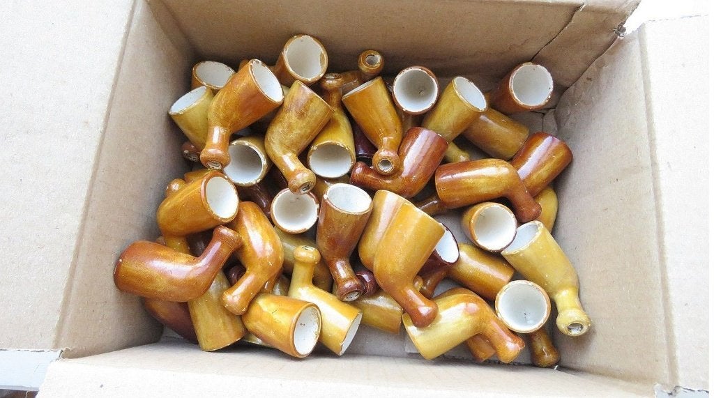 Kleipijpen, pijpenkoppen, rietsteelpijpen, 50x, Ophalen of Verzenden, Zo goed als nieuw, (Water)pijp