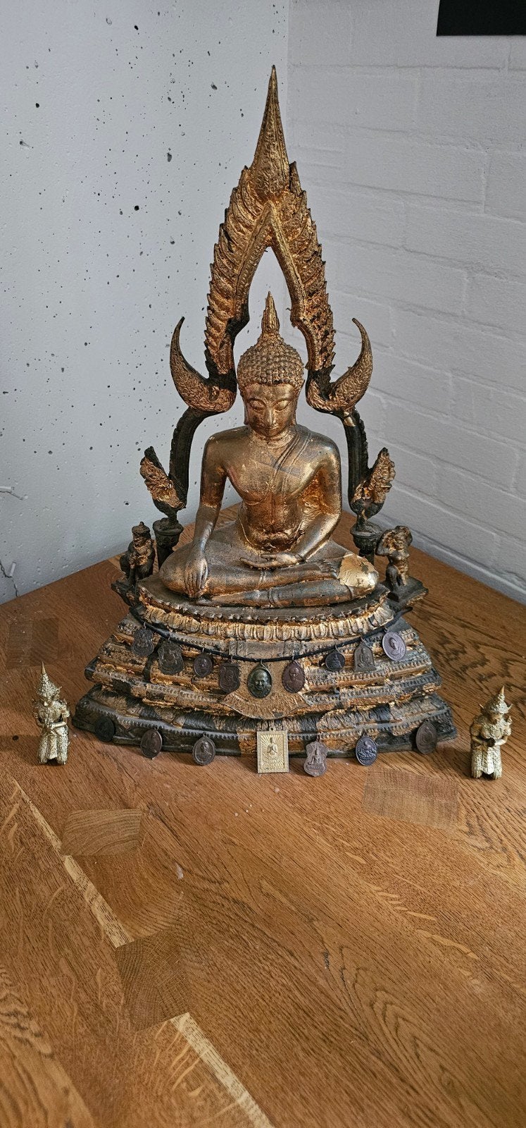 Phra Buddha Chinnarat Beeld uit Thailand, brons, bladgoud, Ophalen, 60 cm, Overige herkomsten, Brons