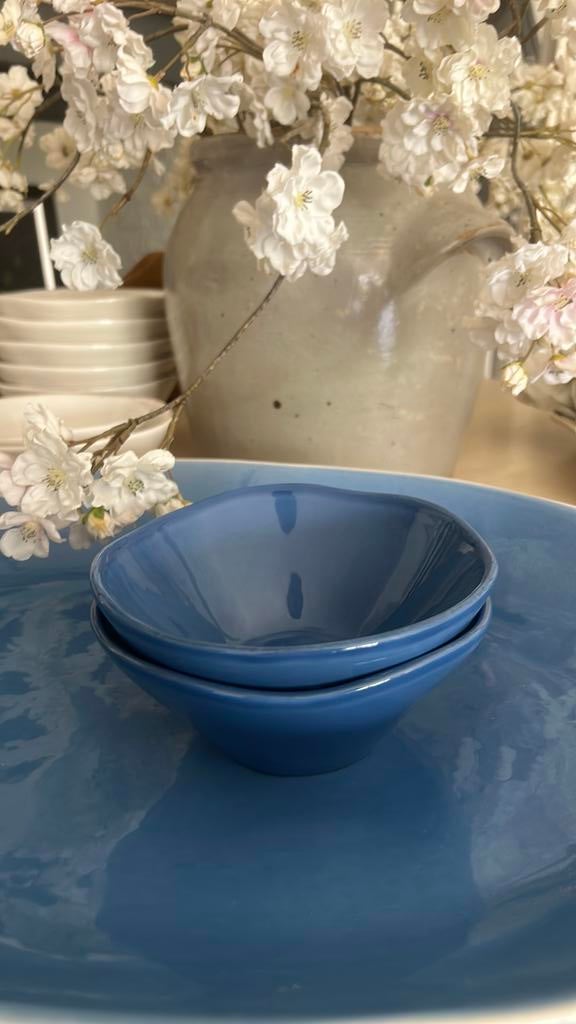 2 Rice DK blauwe kom 14,5 cm handgemaakt toscaans aardewerk, Huis en Inrichting, Nieuw, Ophalen of Verzenden, Kom(men), Overige stijlen