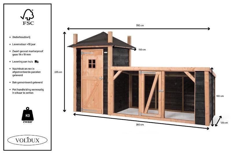 Kippen hooischuur met overdekte kippenren Gijs, Dieren en Toebehoren, Ophalen of Verzenden, Nieuw, Kippenhok of Kippenren