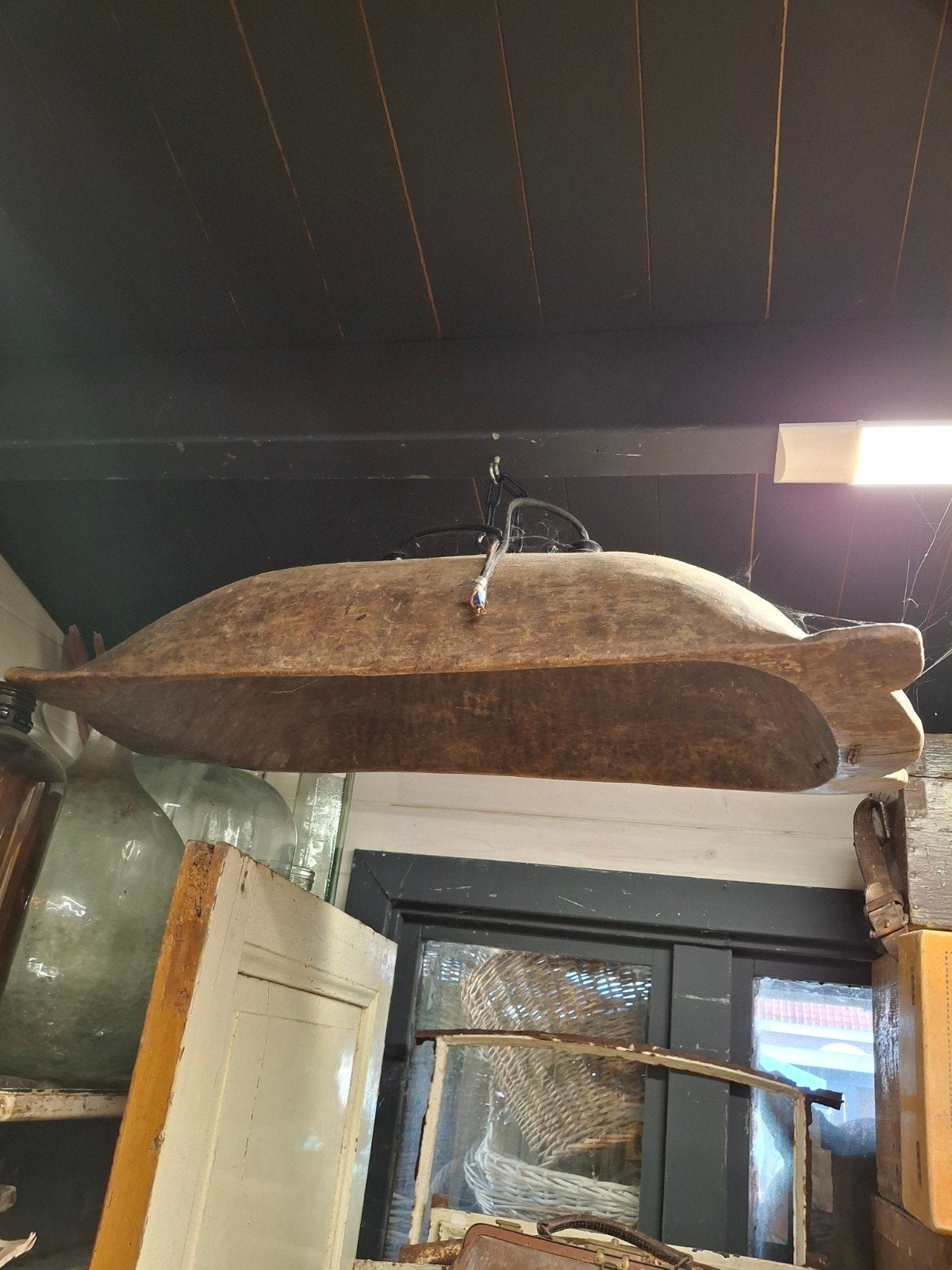 Oude lamp broodbak plafondlamp trog brocante hanglamp, Ophalen of Verzenden