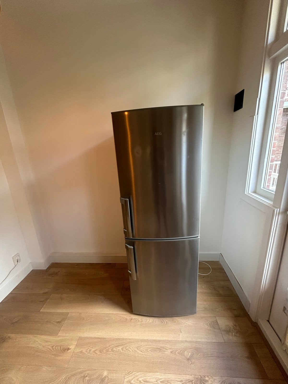 AEG Koel-vriescombinatie - RVS look, Gebruikt, 200 liter of meer, Met aparte vriezer, 45 tot 60 cm