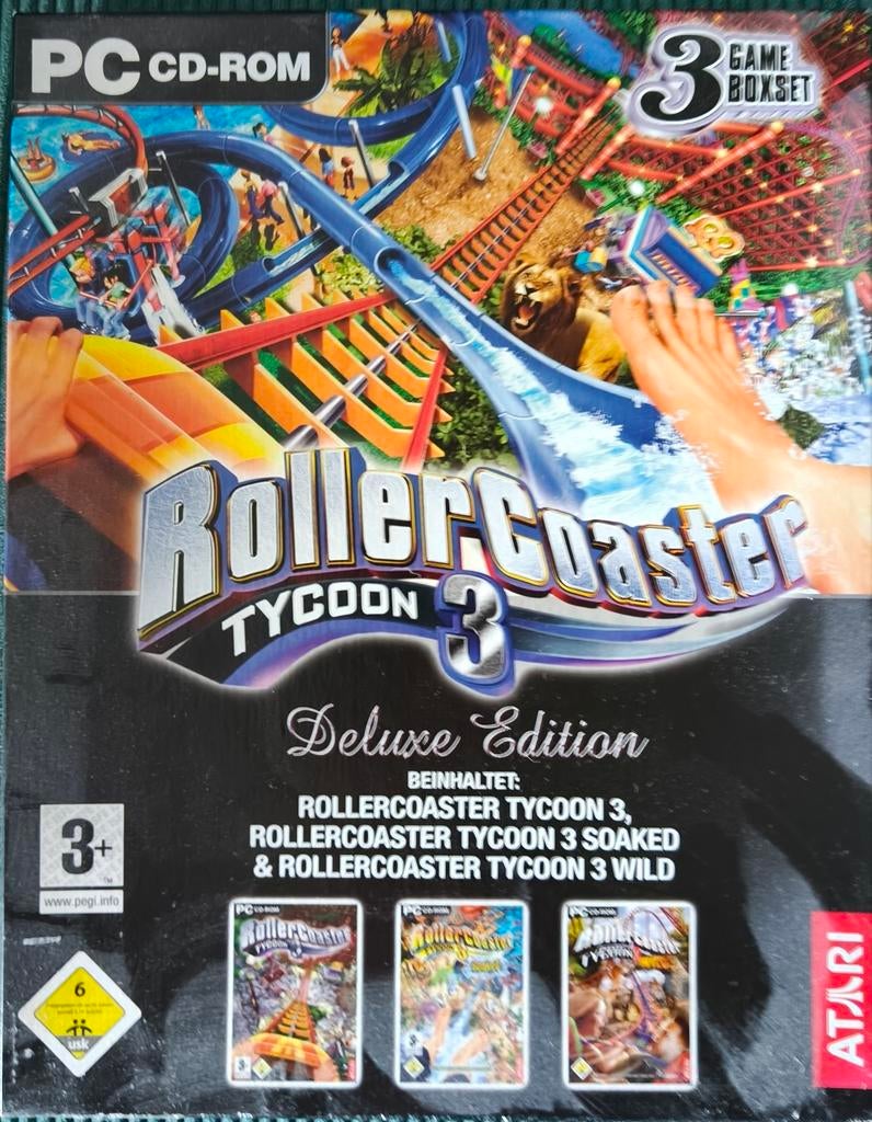 RollerCoaster Tycoon 3 Deluxe Edition Big Box PC CD-ROM, Spelcomputers en Games, 1 speler, Ophalen of Verzenden, Zo goed als nieuw