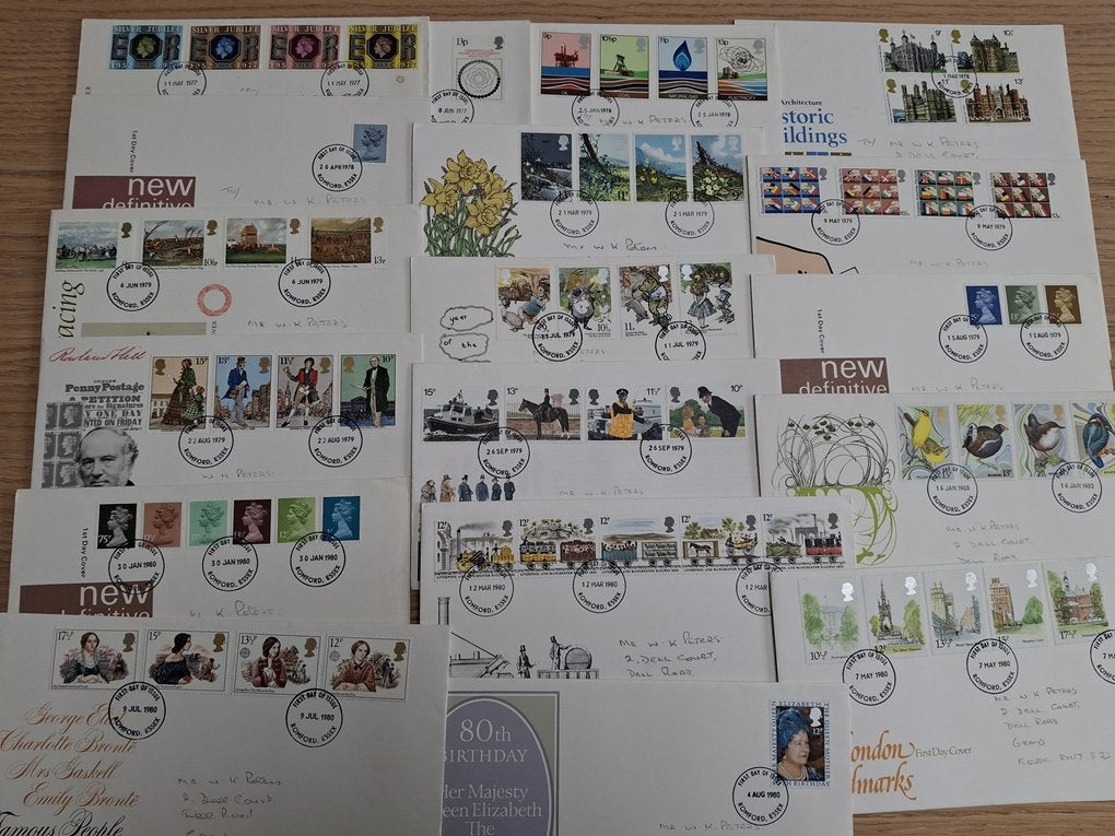 postzegel engeland mooi gestempeld 52 fdc zie tekst, Verzenden