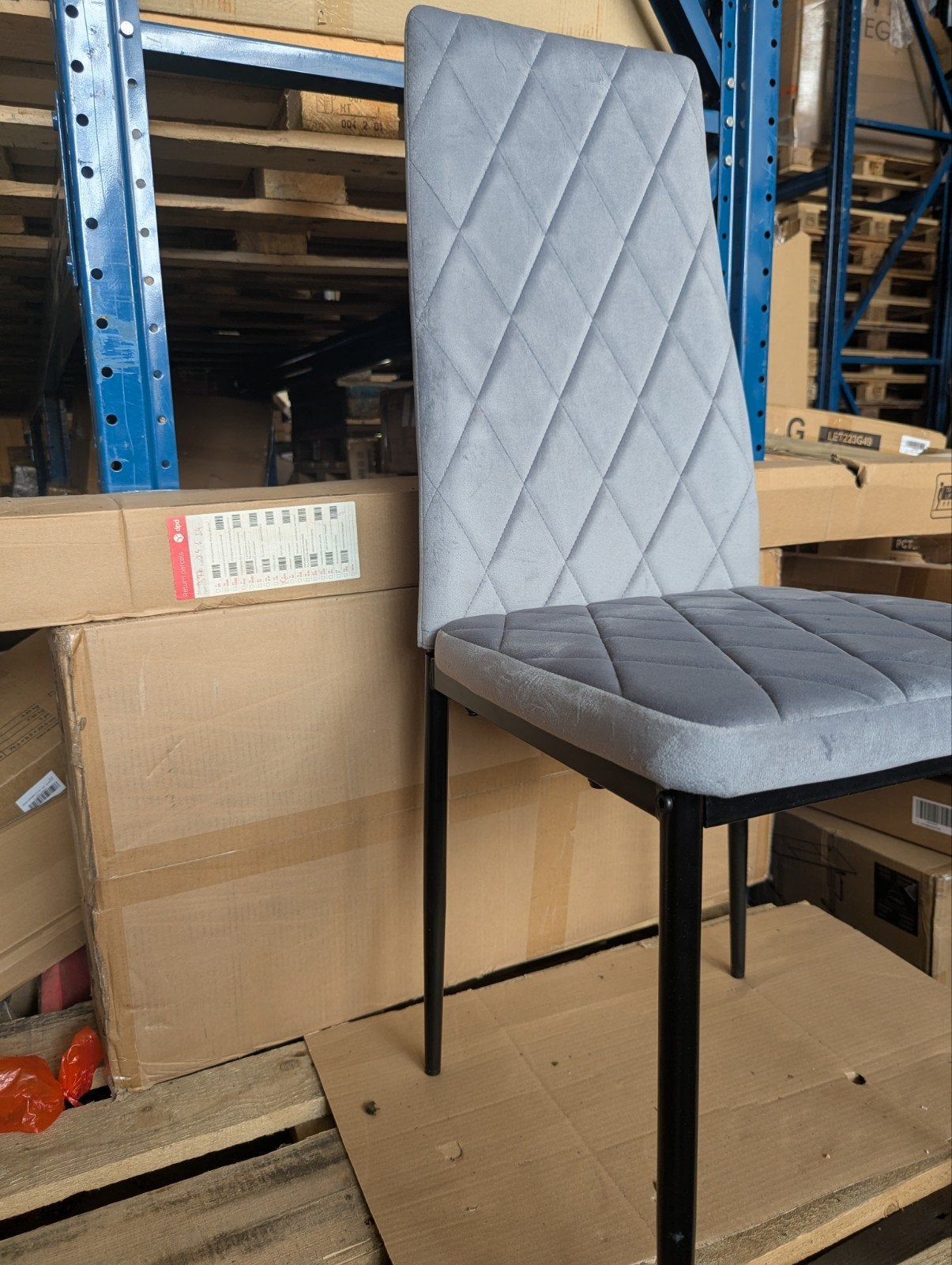 eetkamer stoelen - set van 4 - metaal stof - grijs - nieuw, Ophalen, Info@redealer.nl, Metaal, Redealer