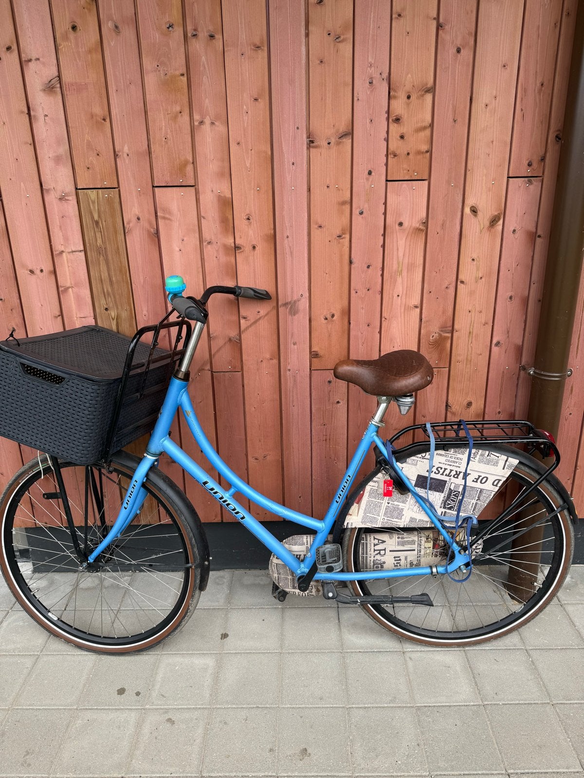 Union Transportfiets Dames - Lichtblauw met mand, Terugtraprem, Gebruikt, 50 tot 53 cm, Ophalen