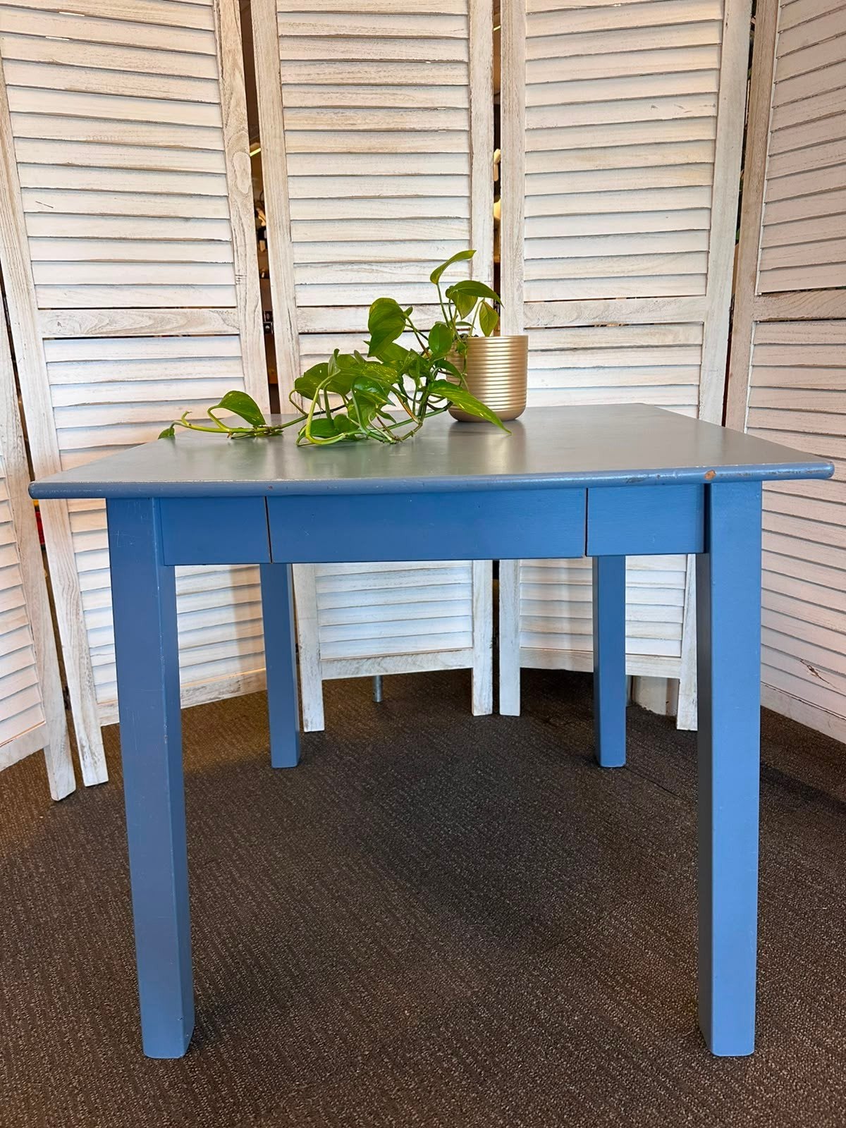 Vintage houten eettafel landelijk blauwe keukentafel brocan, Ophalen