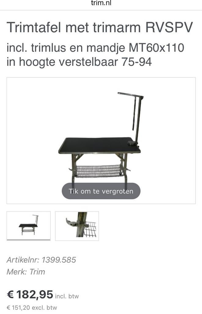Trimarm en trimlus van een trimtafel. Nieuw, Ophalen