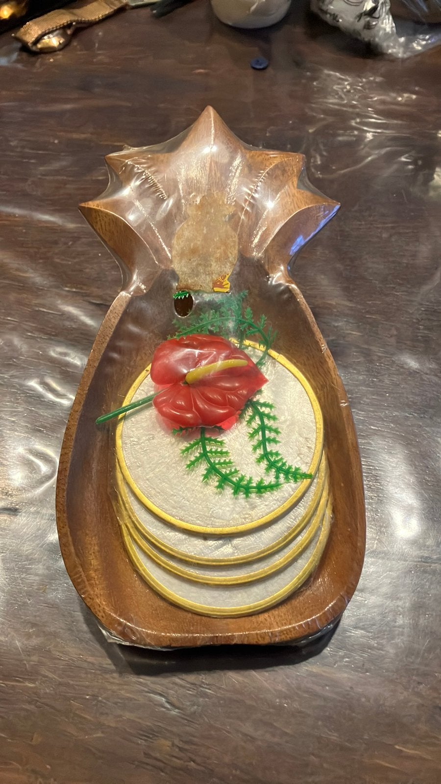 Ananas schaaltje van hout. Vintage., Schaal, Rond, Nieuw, Ophalen of Verzenden