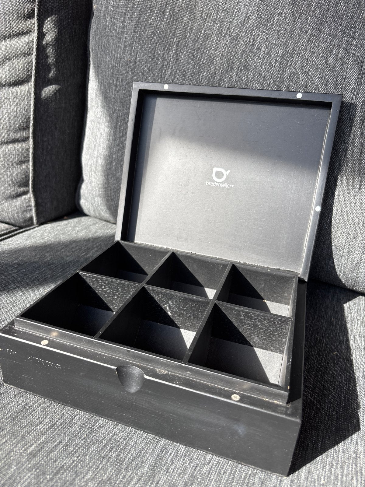 Bredemeijer theedoos met 6 vakken - Zwart, Ophalen, Minder dan 50 cm, Gebruikt, 5 – 50
