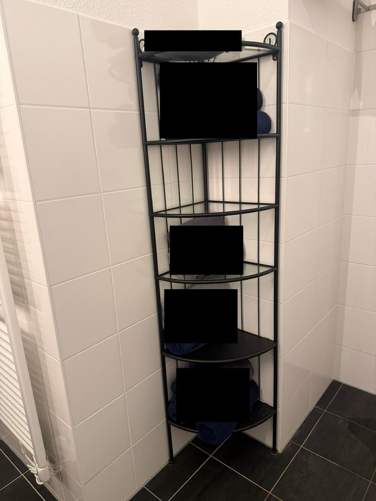 3x badkamer rekken zwart hoekrekken+staand rek set, Ophalen, Zo goed als nieuw