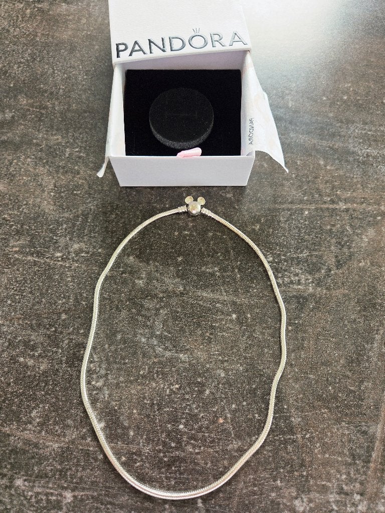 Pandora Mickey Mouse Ketting, Ophalen of Verzenden, Zo goed als nieuw, Zilver, Zilver