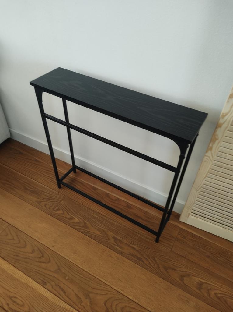 Zwarte smalle sidetable/haltafel - 75x75x19,5 cm, Huis en Inrichting, Tafels | Sidetables, Overige houtsoorten, Gebruikt, 50 tot 100 cm