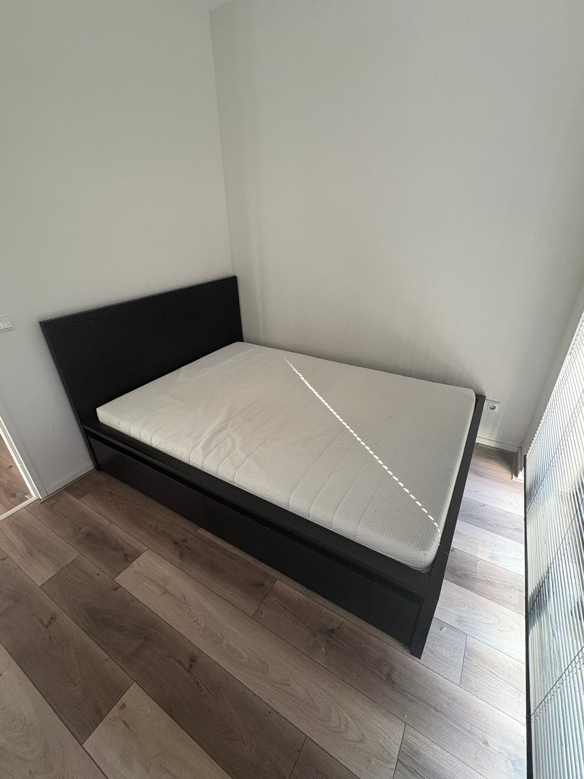 Tweepersoonsbed (met nieuwe matras), Ophalen, Zwart, Tweepersoons, 140 cm