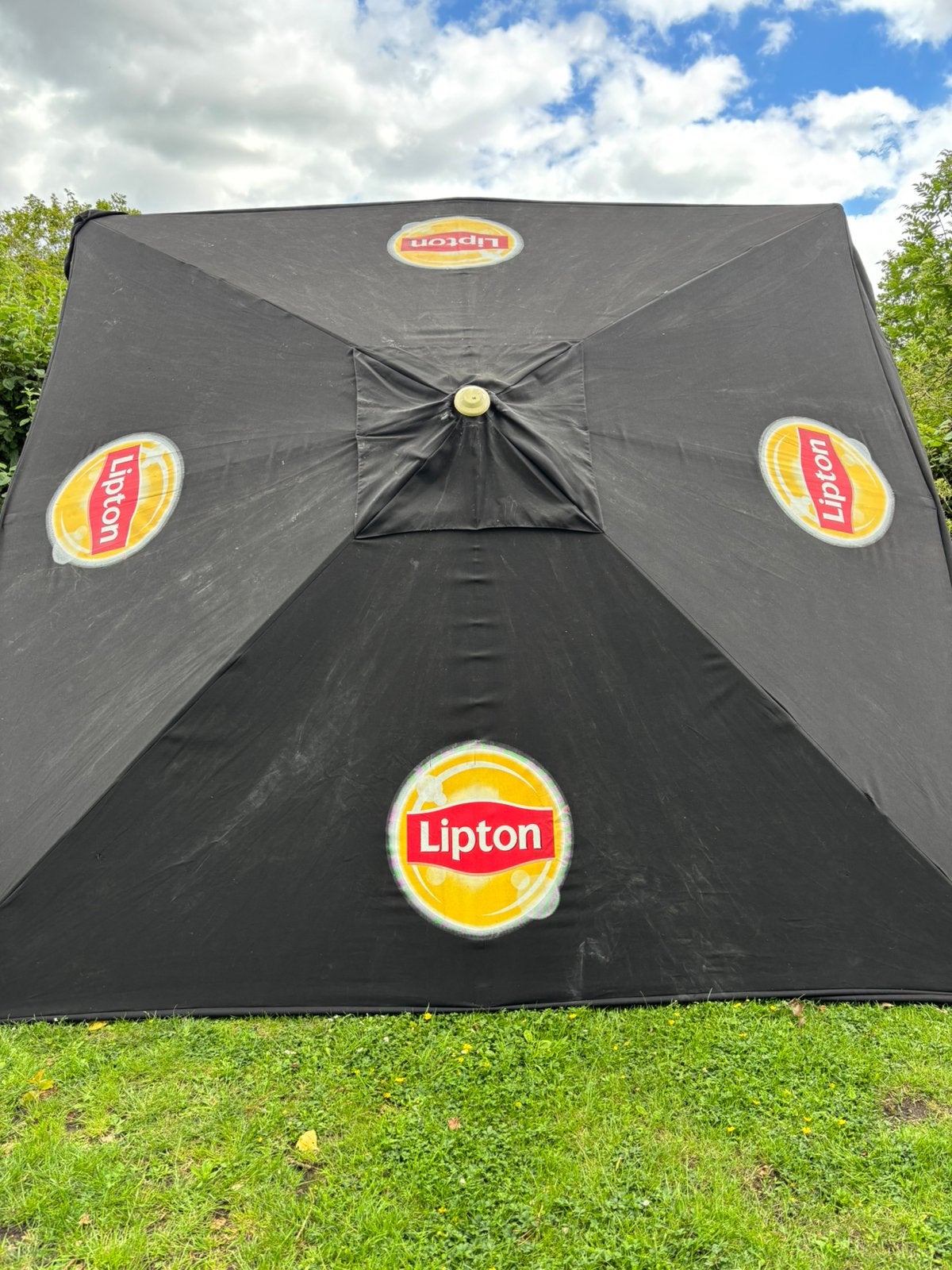 Lipton horeca parasol 3,5 x 3,5 met hoes, Ophalen, Gebruikt, 3 tot 4 meter, Stokparasol