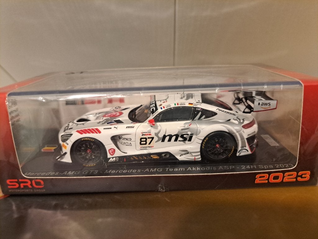 1:43 Spark Mercedes AMG GT3 Akkodis ASP MSI 24H Spa 2023, Ophalen of Verzenden, Nieuw, Auto, Overige merken