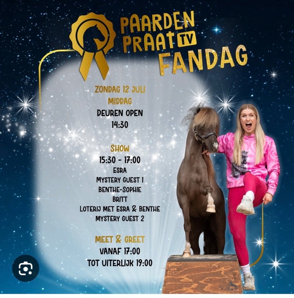2 PaardenpraatTV fandag tickets (middagshow), Twee personen