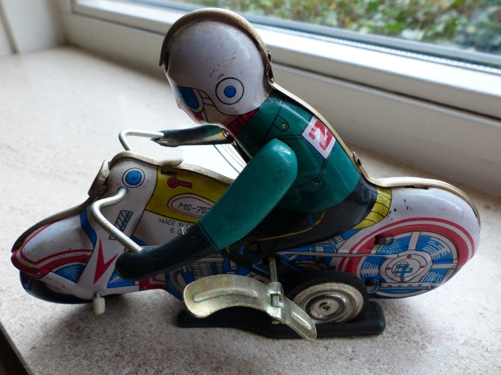 4 Vintage chinees Blik tin Speelgoed Motor, Panda Boot Vogel, Antiek en Kunst, Antiek | Speelgoed, Ophalen of Verzenden