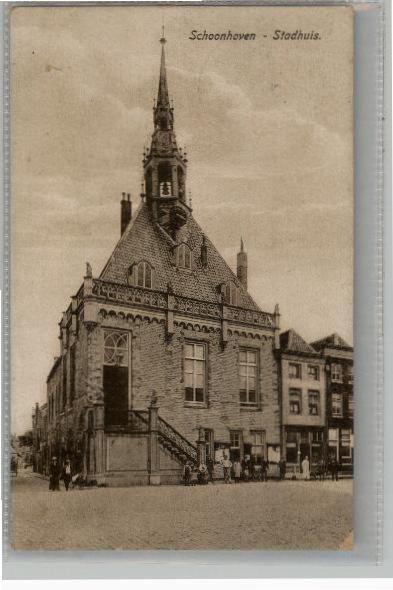 Schoonhoven Stadhuis uitg J. de Gruijter, Verzamelen, Ophalen of Verzenden, Voor 1920, Gelopen, Zuid-Holland