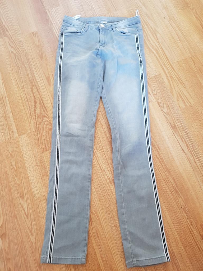 Grijze Zeeman skinny jeans - sportieve zijstreep – maat 158, Kinderen en Baby's, Kinderkleding | Maat 158, Broek, Zeeman, Meisje