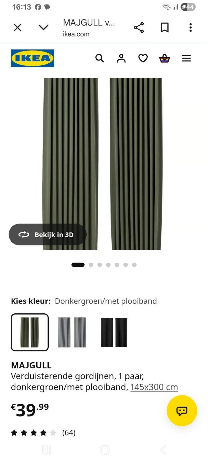 Donkergroene verduisterende gordijnen IKEA, IKEA, Verzenden
