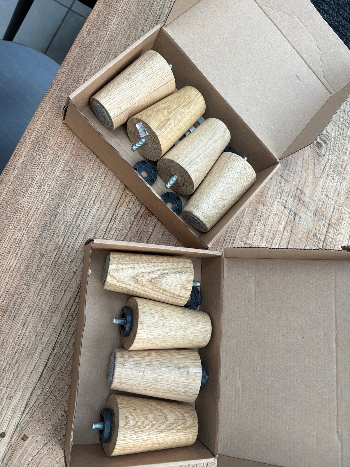 Set van 8 houten meubelpoten/ bedpoten eikenhout IKEA, Ophalen, Zo goed als nieuw