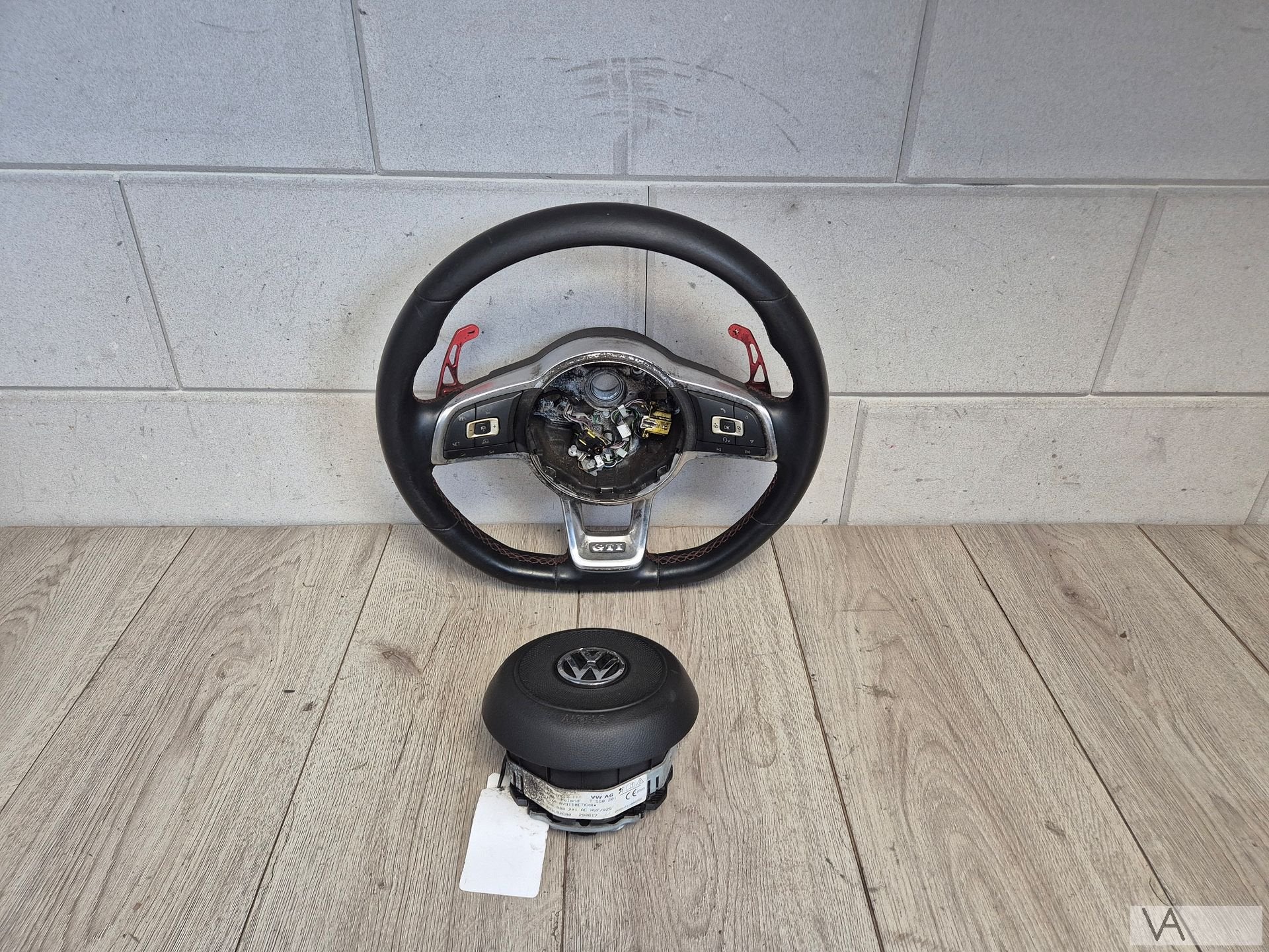 Stuur met airbag van VW Golf 7 GTI met flippers ZIE DE FOTOS, Auto-onderdelen, Besturing, Gebruikt, -, Volkswagen, -