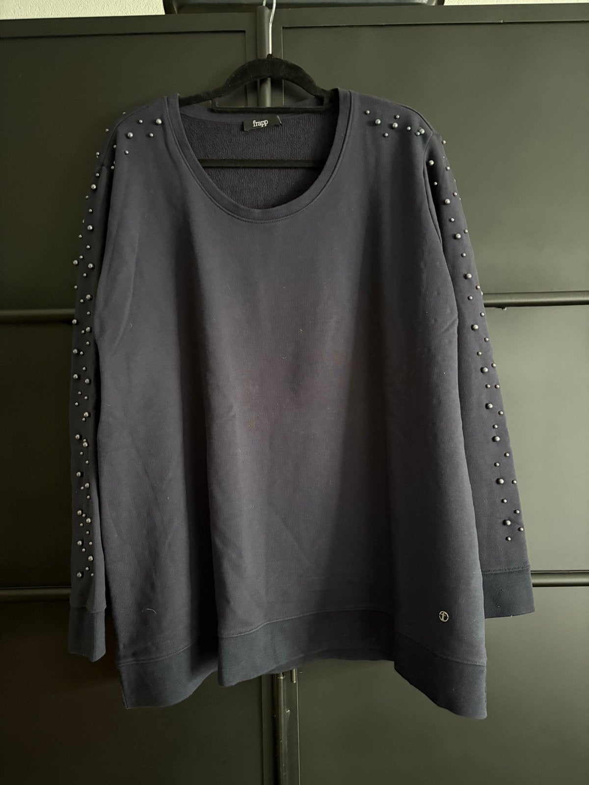 Frapp sweater met parelkralen, maat 50, Ophalen of Verzenden, Zo goed als nieuw, Maat 46/48 (XL) of groter, Blauw