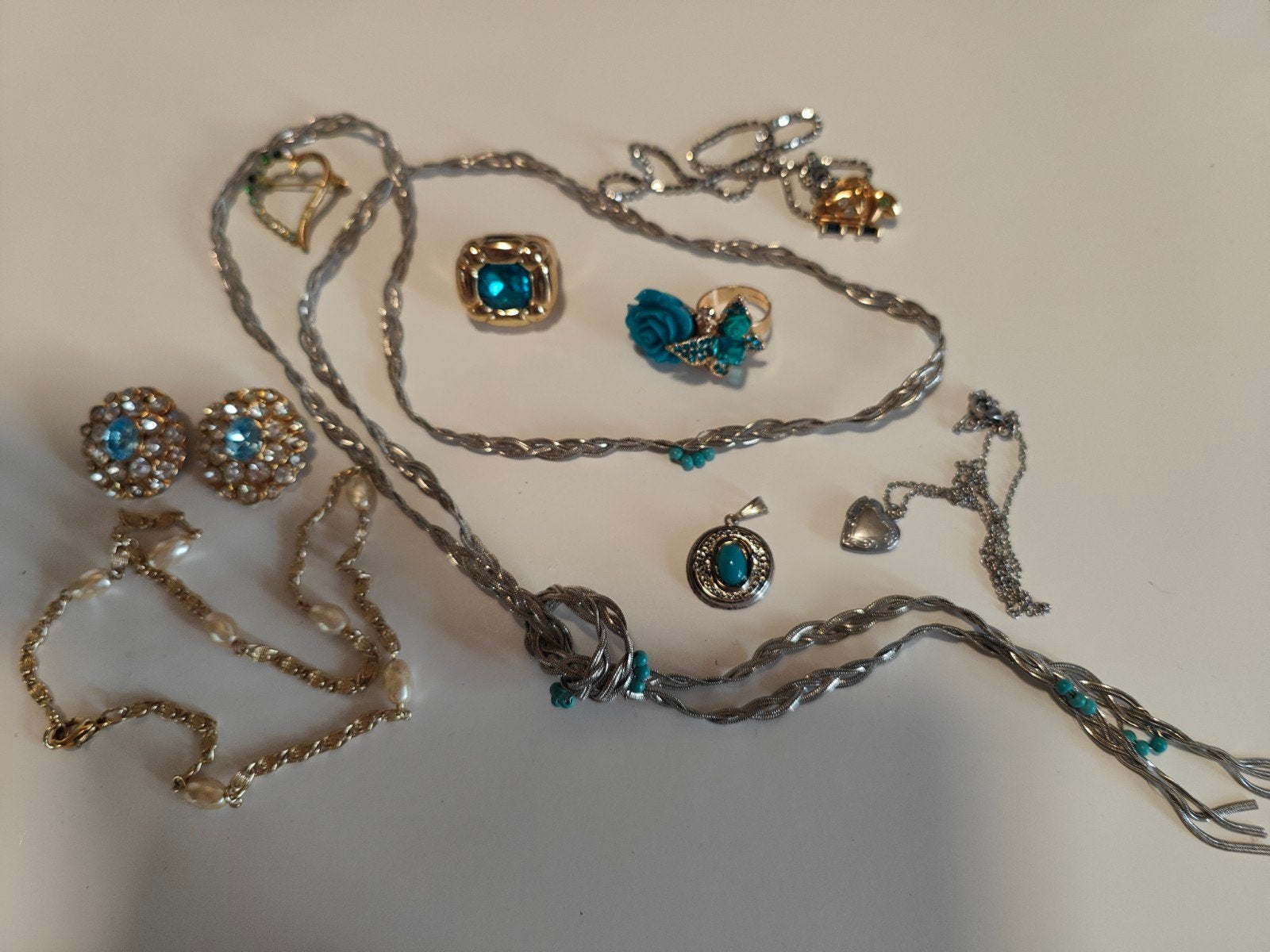 Nr 71.Vintage sieraden set: oorbellen, ringen, kettingen etc, Sieraden, Tassen en Uiterlijk, Oorbellen, Overige materialen, Gebruikt