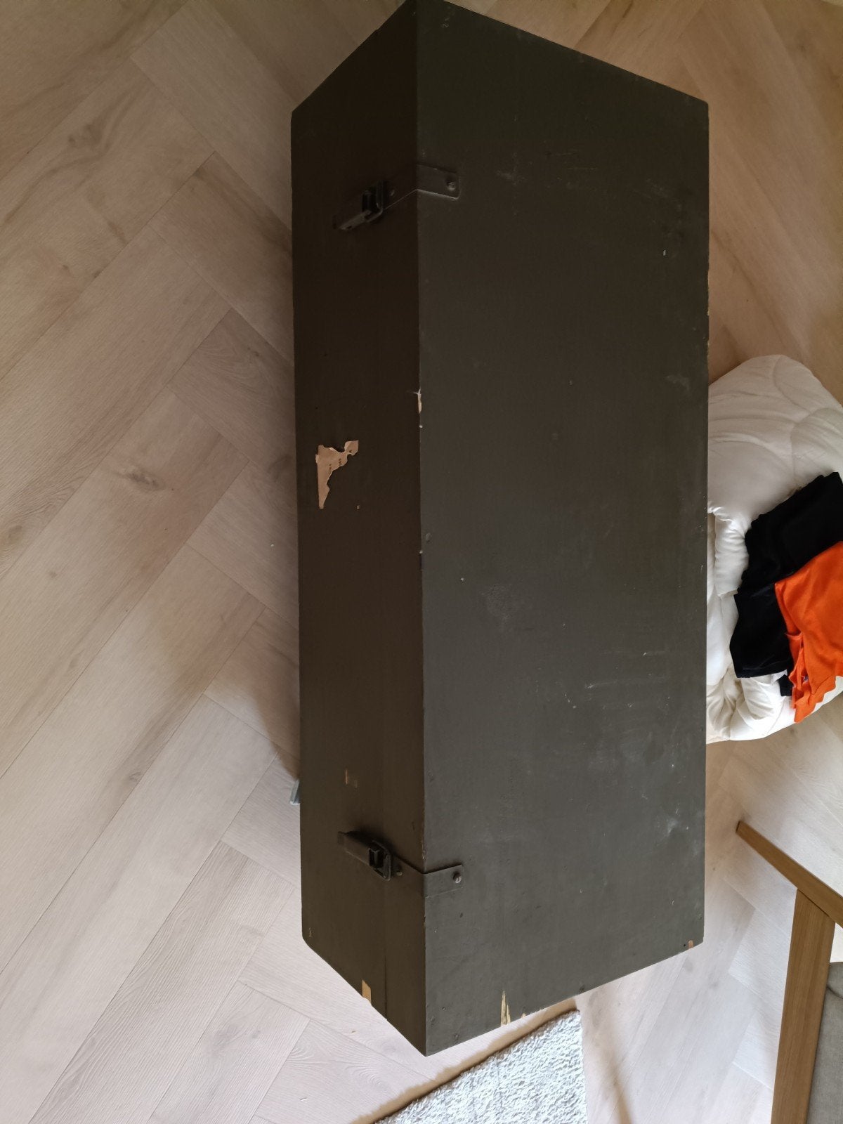Leger kist - Vintage militaire opbergkist op wielen, Ophalen, Landmacht, Nederland, Kist of Geocache
