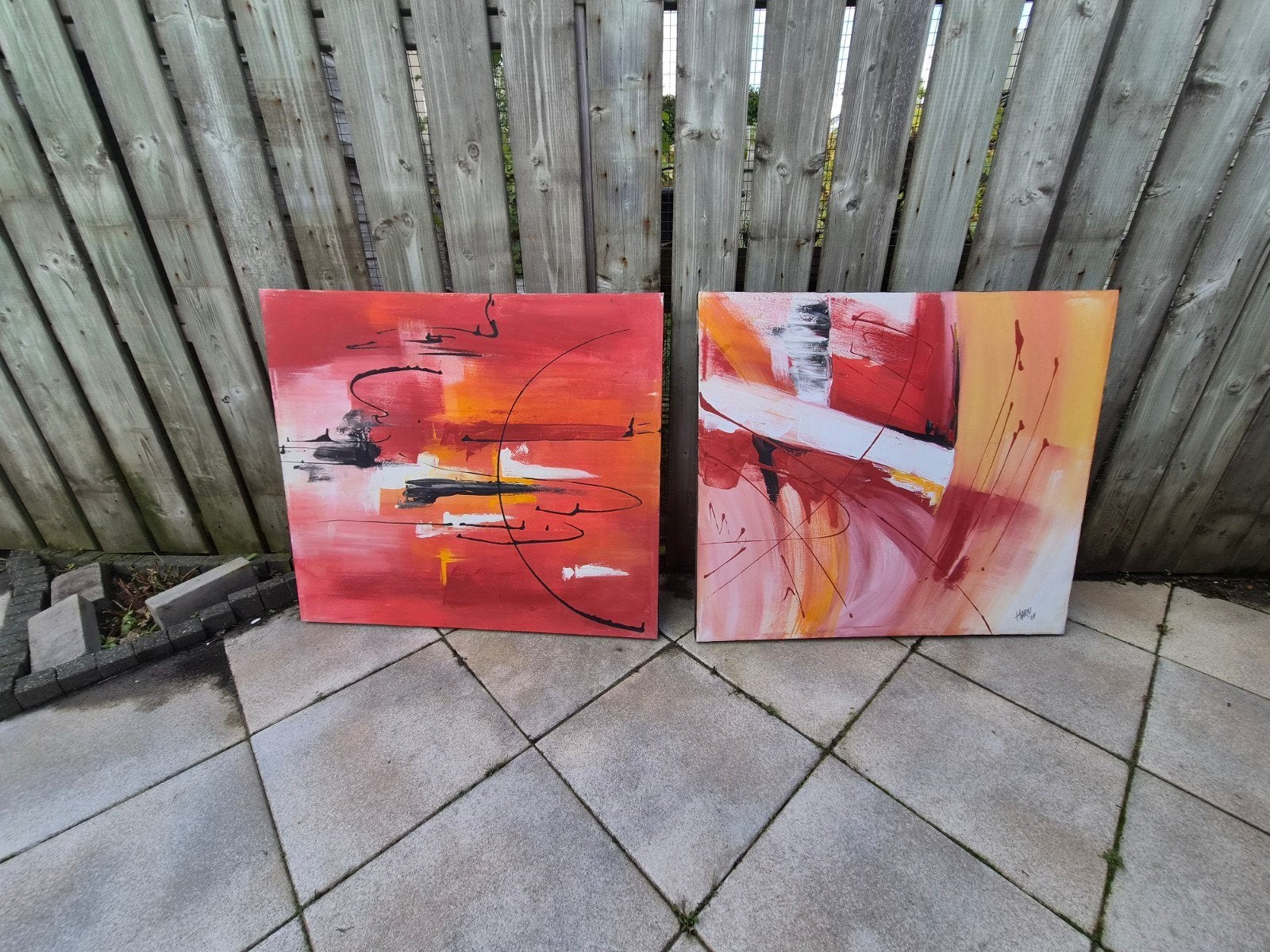Set van 2 abstracte schilderijen - Kunst, Ophalen