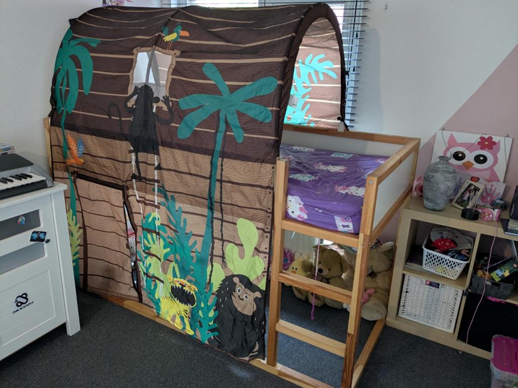 Ikea kura hoogslaper (omkeerbaar) inclusief jungle tent, Gebruikt, 90 cm, Eenpersoons, Minder dan 160 cm
