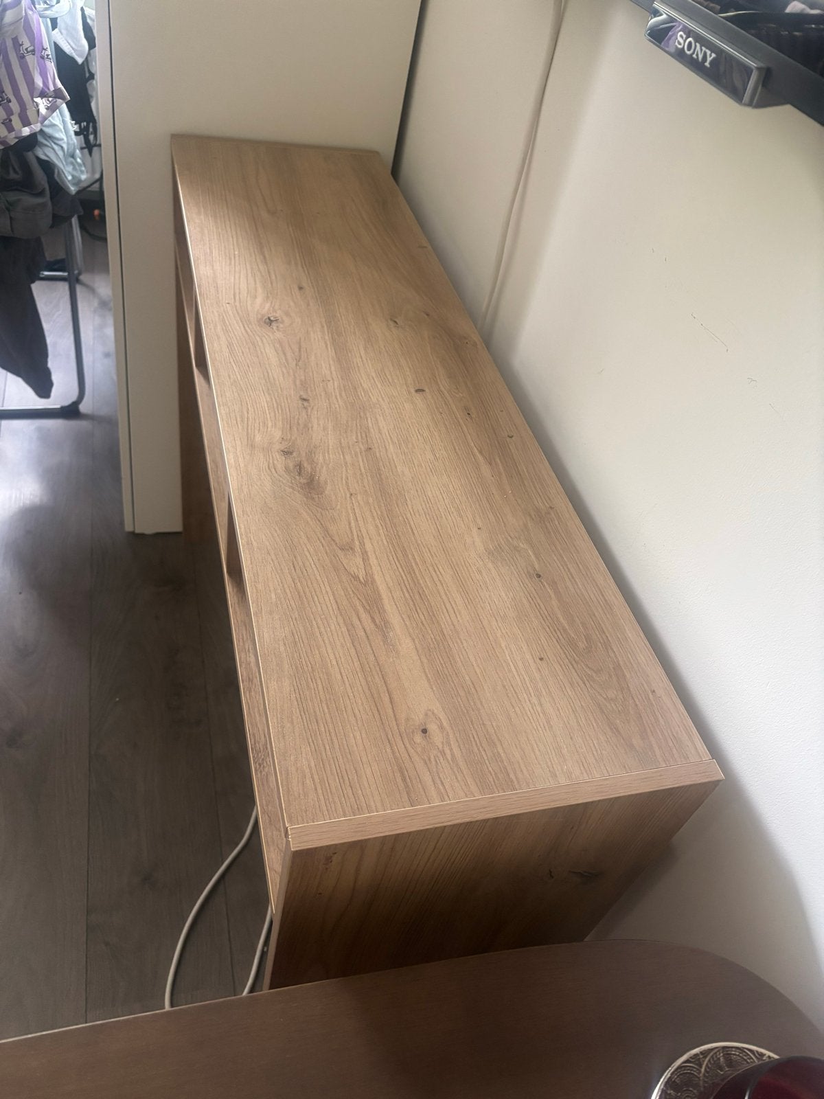 Houten wandmeubel/tv-meubel met opbergvakken, Ophalen, Gebruikt, 50 tot 100 cm, Minder dan 100 cm