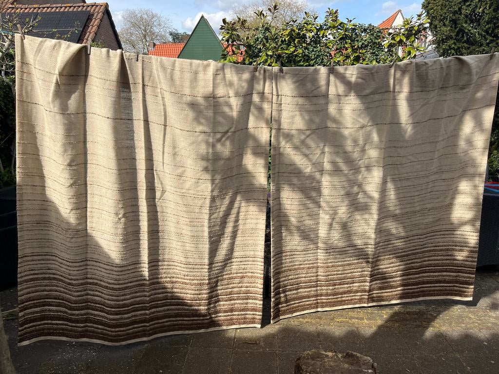2 Vintage overgordijnen H220cm gordijnen bruin jaren 70 80, 1 tot 2 meter, Minder dan 3 meter, Ophalen of Verzenden, Zo goed als nieuw
