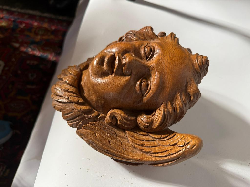 Eikenhouten engelen kopje, Antiek en Kunst, Kunst | Beelden en Houtsnijwerken, Ophalen of Verzenden