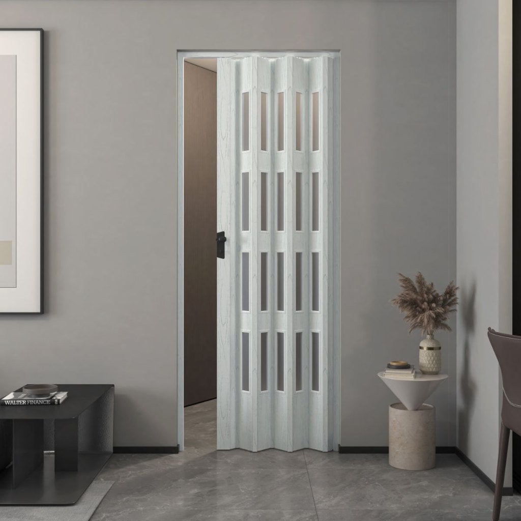 SALE Balci Yara vouwdeur met glas BxH 87x214 cm, Wit, Lamellen, Nieuw, Ophalen of Verzenden