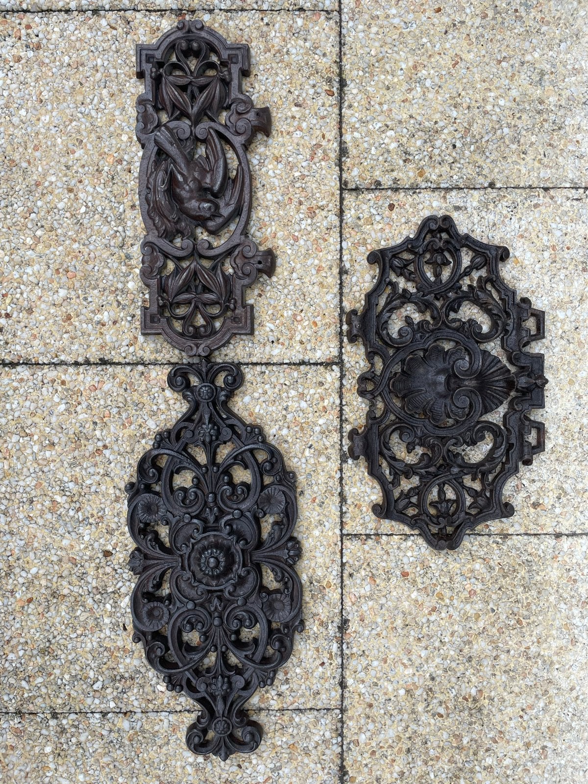 Set van 3 gietijzeren ornamenten voor haard, Ophalen of Verzenden