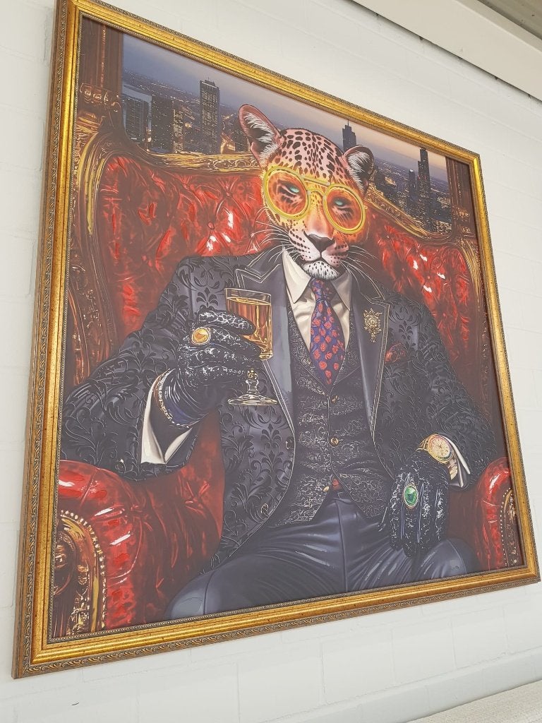 LED Wanddecoratie Panther – 120 x 120 cm, Antiek en Kunst, Kunst | Schilderijen | Abstract, Ophalen