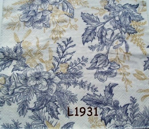 Servetten decoupage/bullet journal - Blauw goud L1931, Verzenden, Nieuw