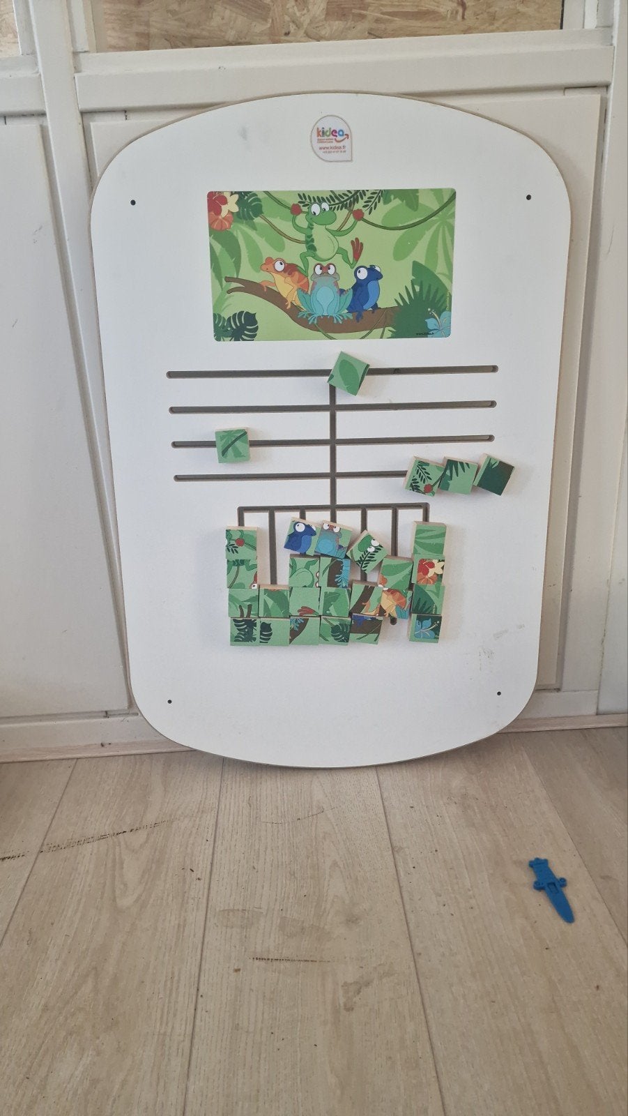 Kideo Houten Puzzelbord met Jungle Dieren, Ophalen, 2 tot 4 jaar, Gebruikt, 10 tot 50 stukjes
