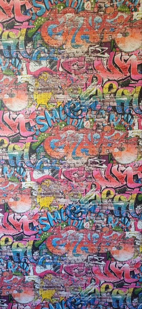 5 nieuwe rollen Erismann graffiti papierbehang, Ophalen of Verzenden, 10 tot 25 m², Geel