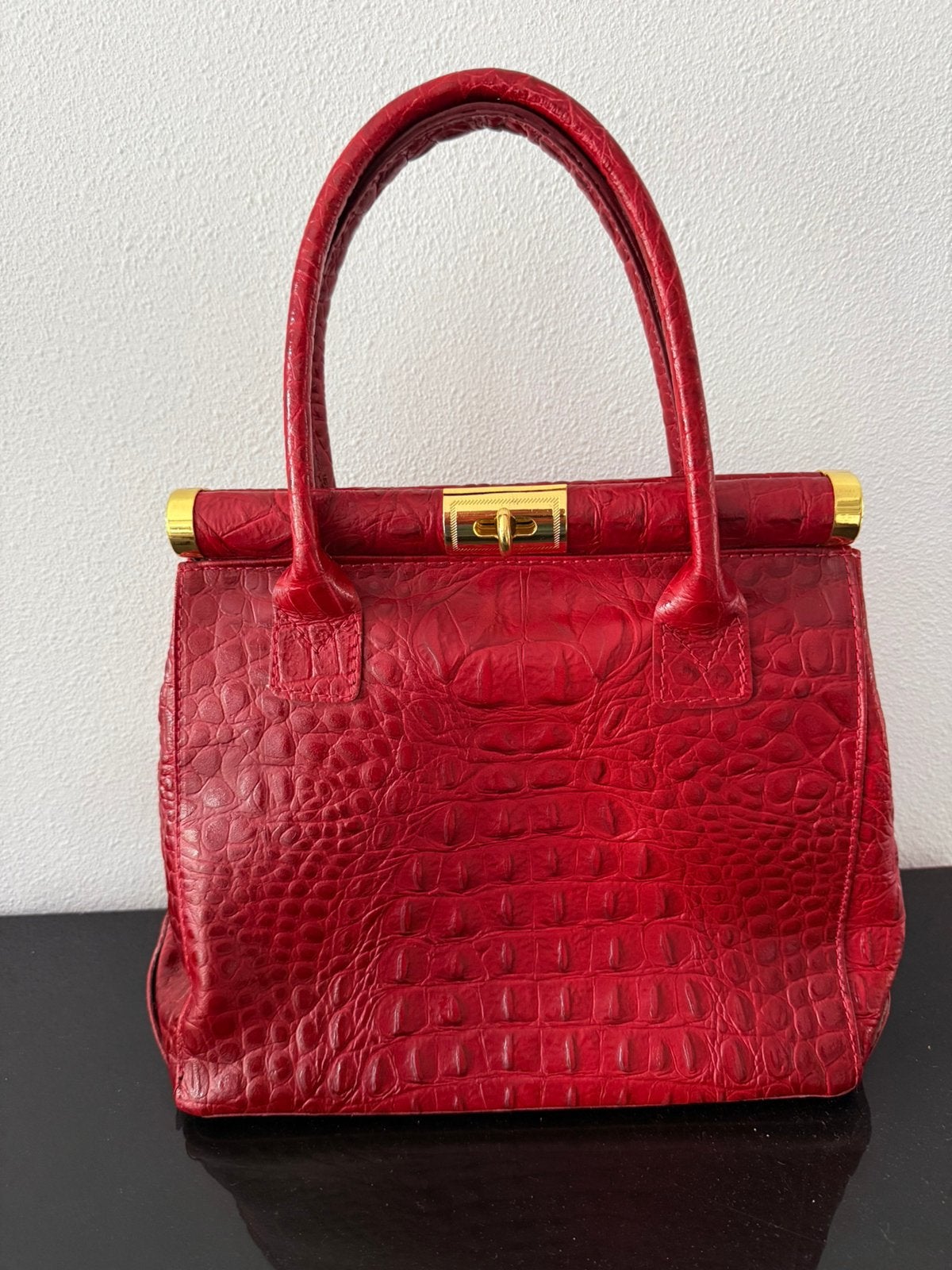 Prachtige Italiaanse Rode Croco-Look Handtas  – NIEUW !!!, Ophalen, Nieuw, Rood, Handtas
