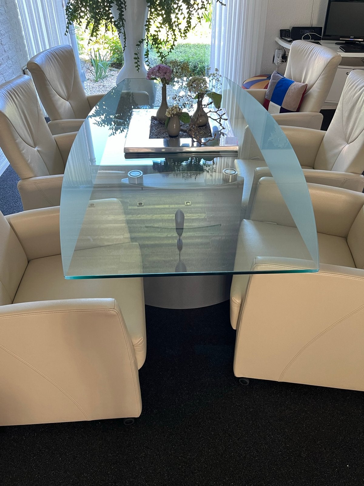 Glazen eettafel 200x100 cm, Ophalen, Gebruikt, 100 tot 150 cm, Glas