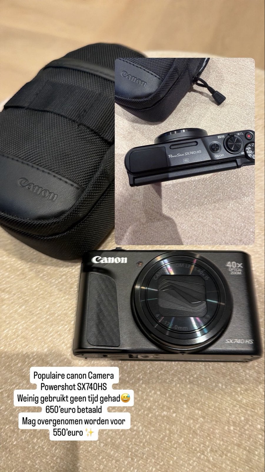 Canon PowerShot SX740 HS - Compactcamera met 40x zoom, Canon, Ophalen of Verzenden, Zo goed als nieuw, Compactcamera