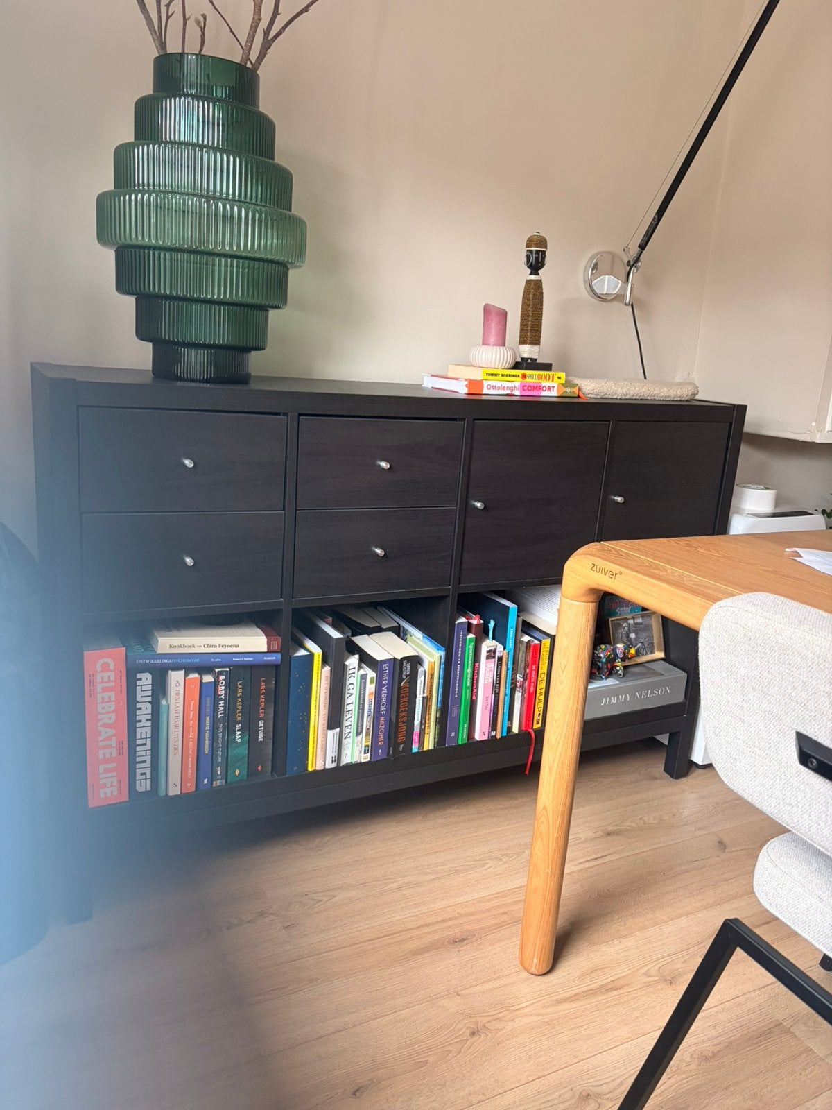 Ikea Kallax kast zwart, Ophalen, Gebruikt, 25 tot 50 cm, 150 tot 200 cm