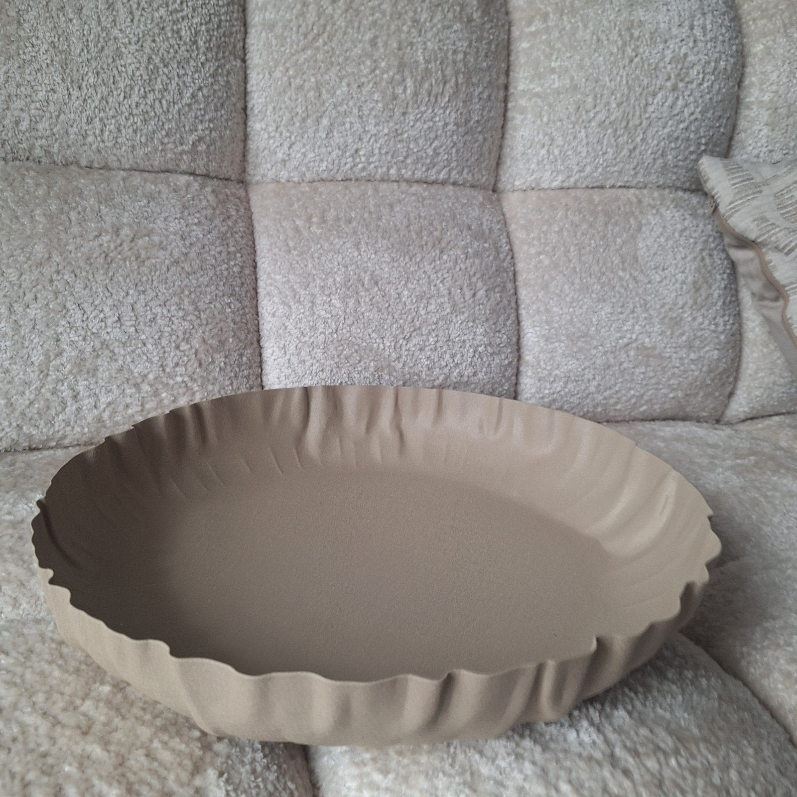 groot taupe beige organisch dienblad schaal japandi, Rond, Nieuw, Ophalen of Verzenden, X
