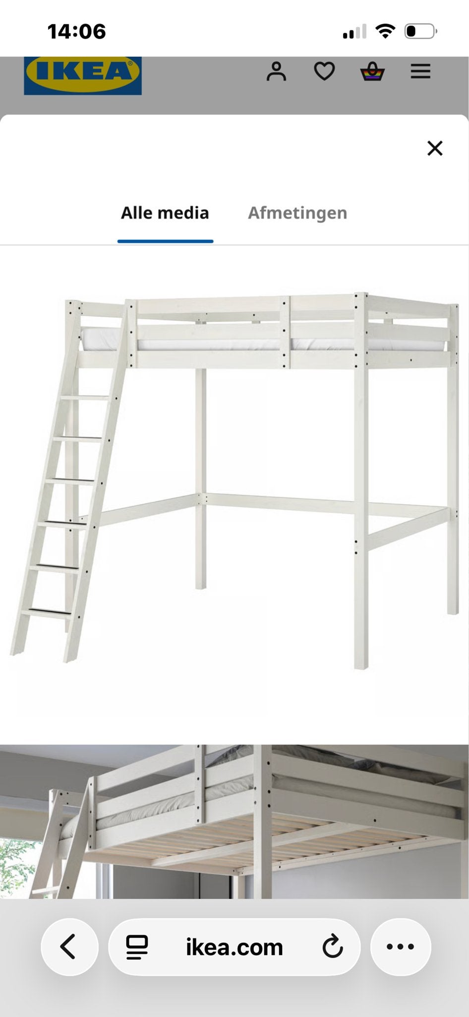 IKEA Hoogslaper, Huis en Inrichting, Ophalen, Gebruikt, Hoogslaper, Tweepersoons