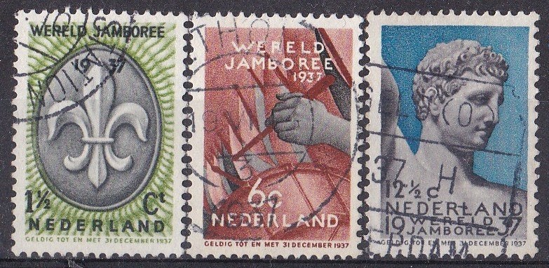 Wereld Jamboree Vereniging - gebruikt – NVPH 293-295, Ophalen of Verzenden, T/m 1940, Gestempeld